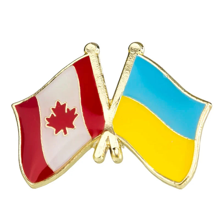 Ukraine Flag & Canada Flag Brooches Lapel Pins On Sale