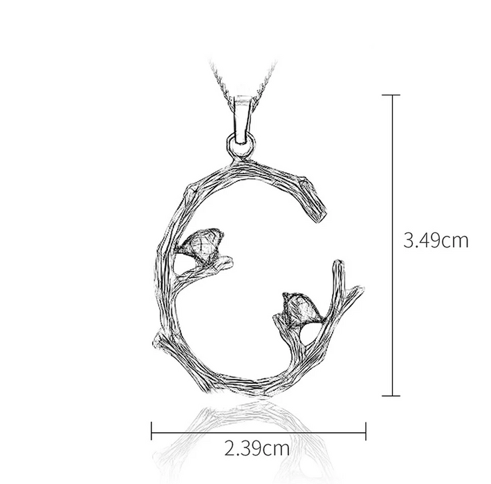 925 Sterling Silver 18K Gold Plated Bird on Branch Pendant On Sale