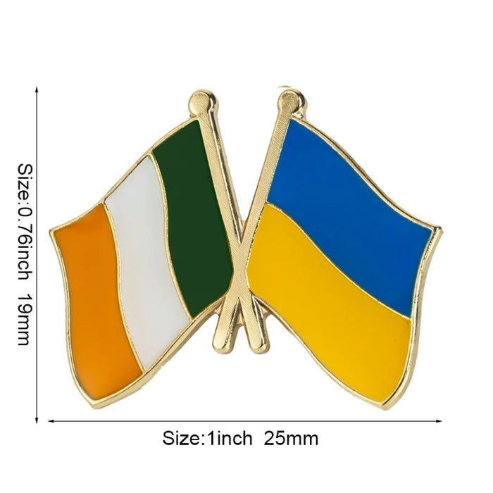 Ukraine Flag & Côte d'Ivoire Flag Brooches Lapel Pins On Sale