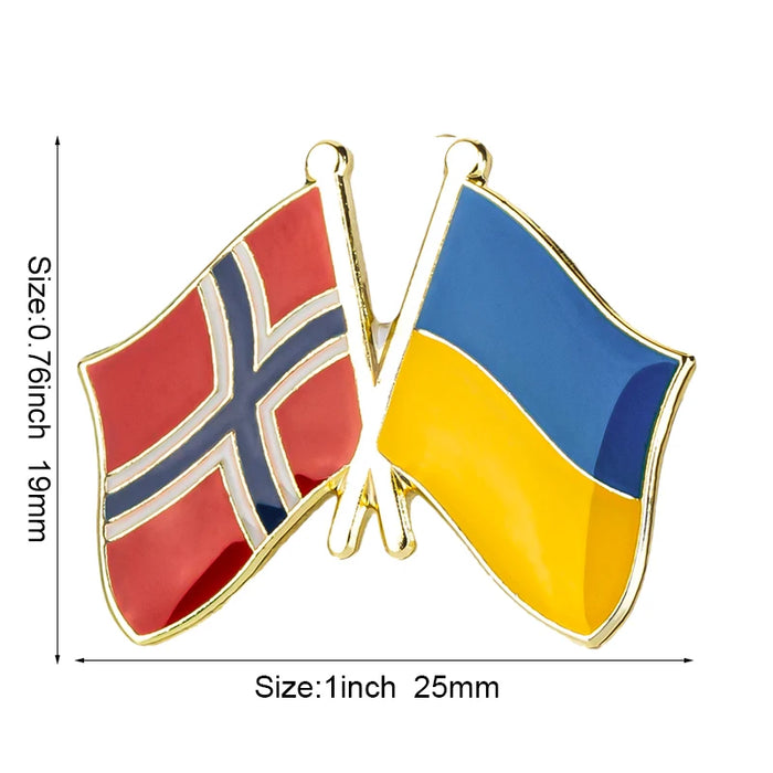 Ukraine Flag & Norway Flag Brooches Lapel Pins On Sale