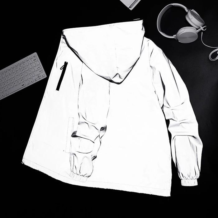 Reflective Unisex Hip-hop Style Cycling Hooded Windbreaker Jacket On Sale