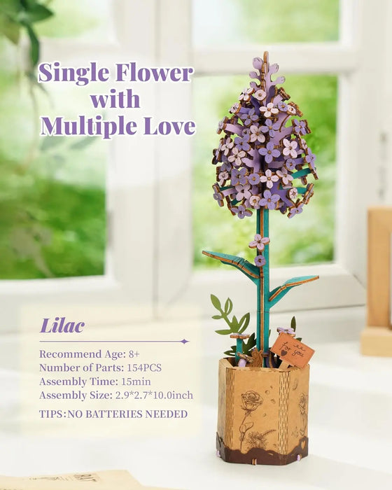 Lilac Eternal Flowers Bouquet Collection 3D Wooden Puzzle Model Kits On Sale