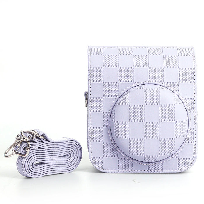 Purple Fujifilm Instax Mini 12 3D Texture Camera Case with Shoulder Strap On Sale