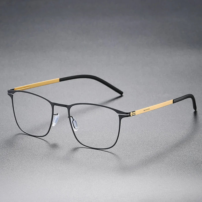 Matte Black Golden Lightweight German Eyewear Screwless Link Retro Eyeglasses On Sale