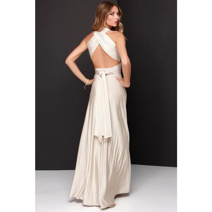 Silver Maxi Convertible Long Dress On Sale