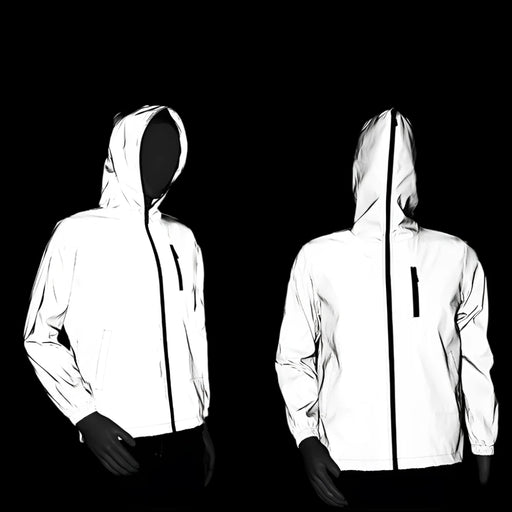 Reflective Unisex Hip-hop Style Cycling Hooded Windbreaker Jacket On Sale