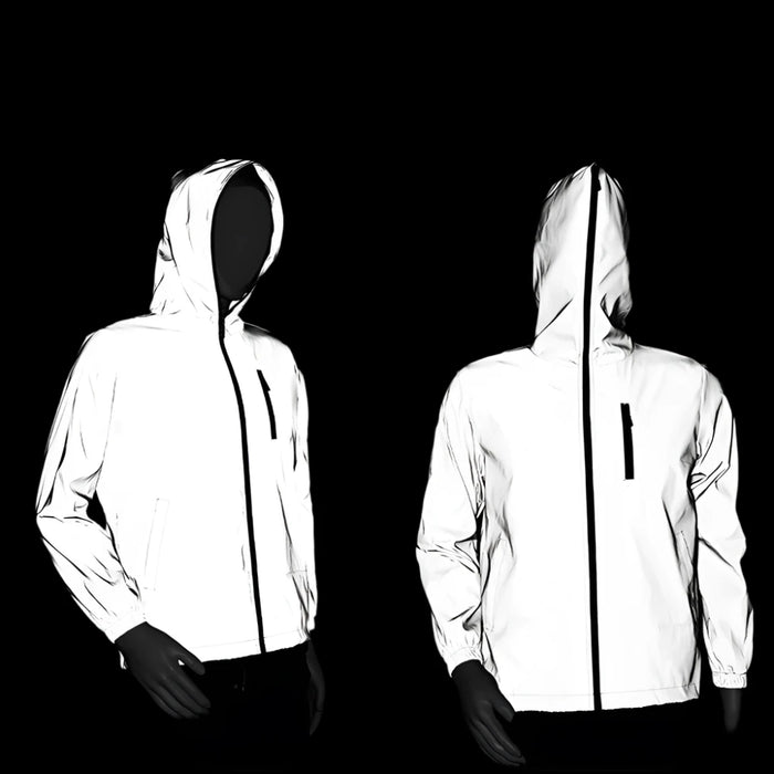 Reflective Unisex Hip-hop Style Cycling Hooded Windbreaker Jacket On Sale