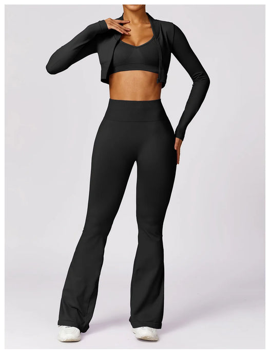 High Waisted Seamless Black Flare Leg Yoga Pants On Sale