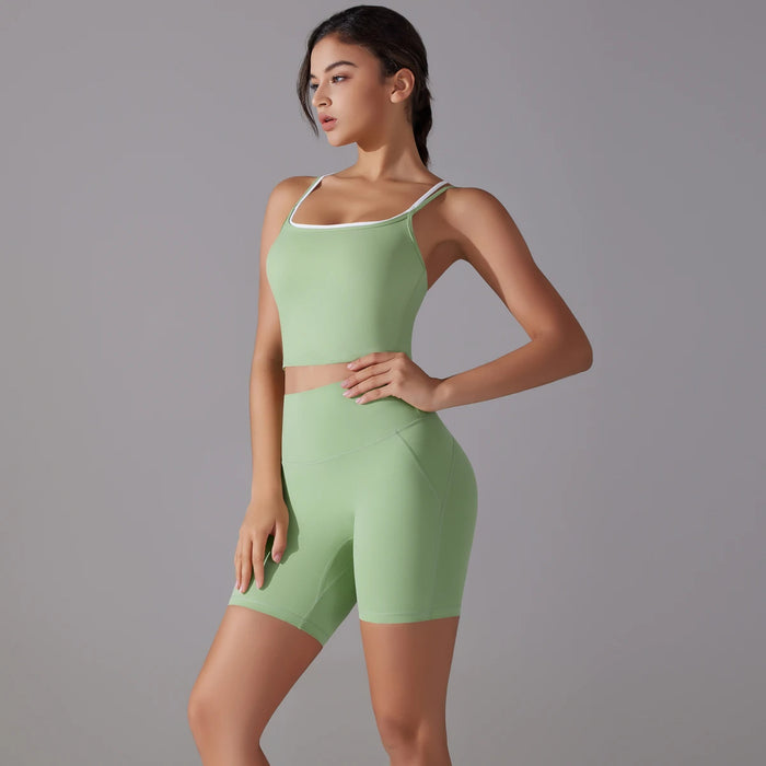2 Piece Set Women Speed Dry Fitness Yoga Activewear Sports Gym Outfit (Avocado Green) On Sale