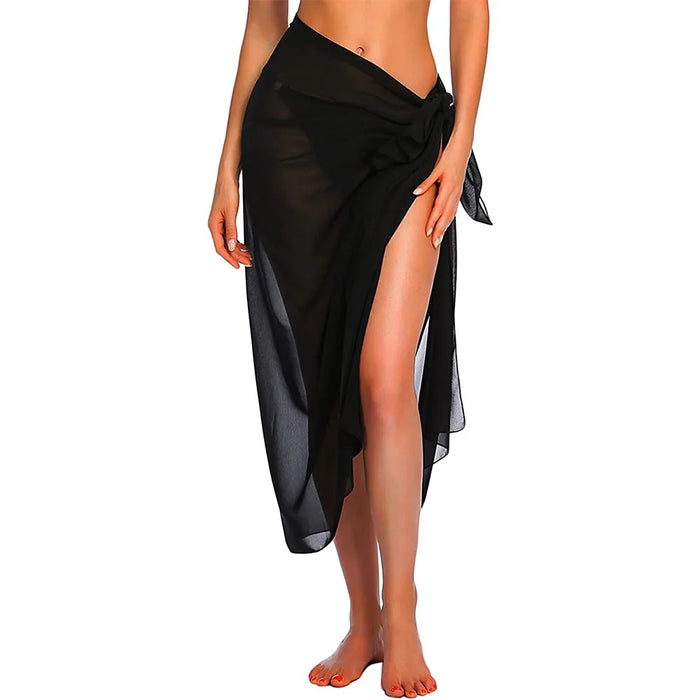 Black Beach Bikini Long Sarong Scarf for Swimwear Cover-ups On Sale
