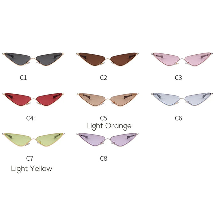 Retro Triangle Shape 90s Vintage Style Half Frame Fashion Sunglasses On Sale
