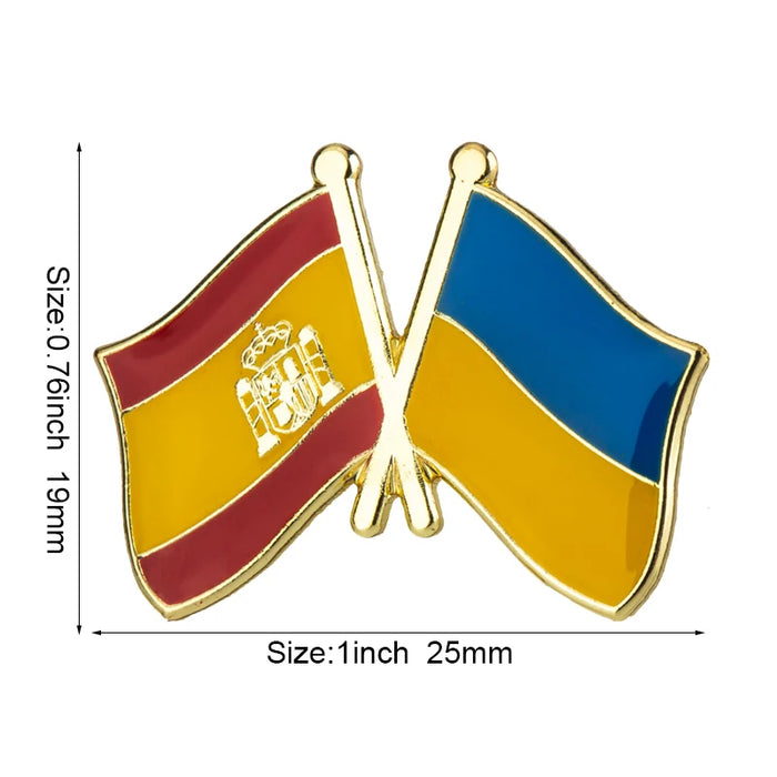 Ukraine Flag & Spain Flag Brooches Lapel Pins On Sale