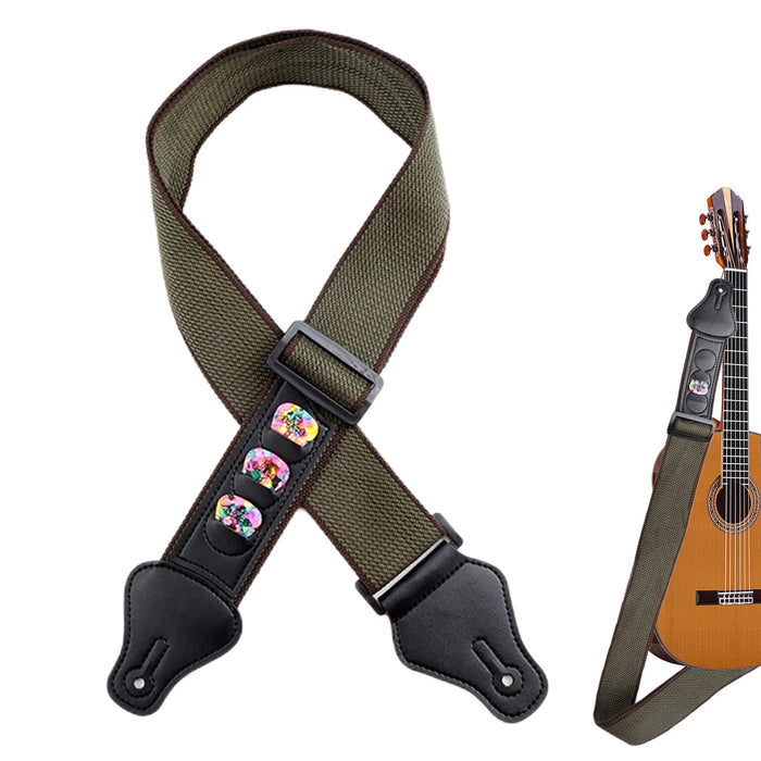 Adjustable Guitar Strap with 3 Guitar Pick Slot Design On Sale
