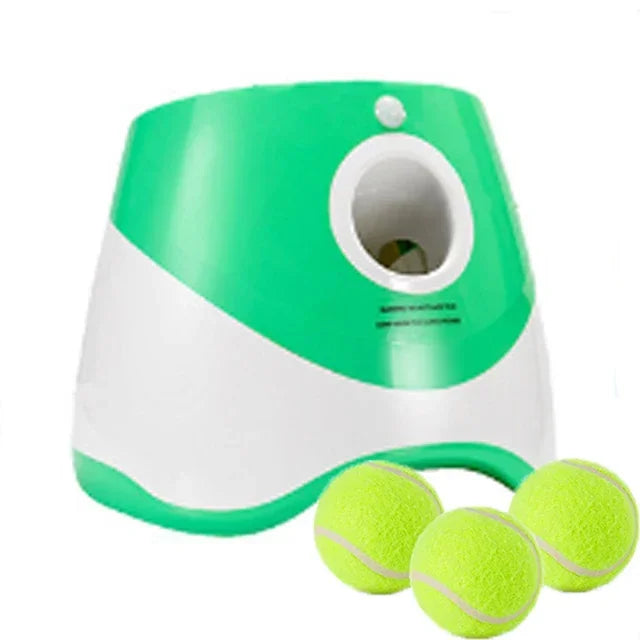 Green Dog Ball Thrower Toy Automatic Tennis Ball Launcher With 3 Distance Catapult Settings On Sale
