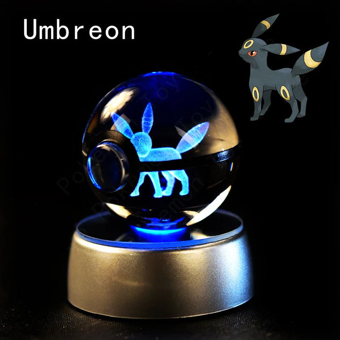 3D Crystal Glass Poke Ball Night Lights Collection Contained Inside Umbreon Pokemon Characters On Sale