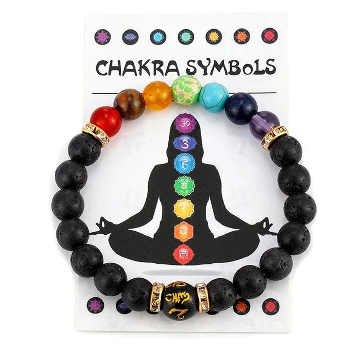 7 Chakras Symbols Reiki Power Of Energy Natural Crystal Stone Yoga Charm Couple Bracelet On Sale