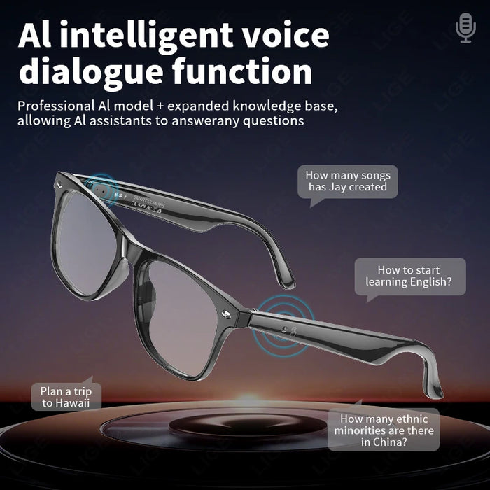 Smart AI Glasses Wireless Bluetooth Call Built-In Mic Speakers Sunglasses On Sale