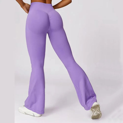 High Waisted Seamless Purple Flare Leg Yoga Pants On Sale