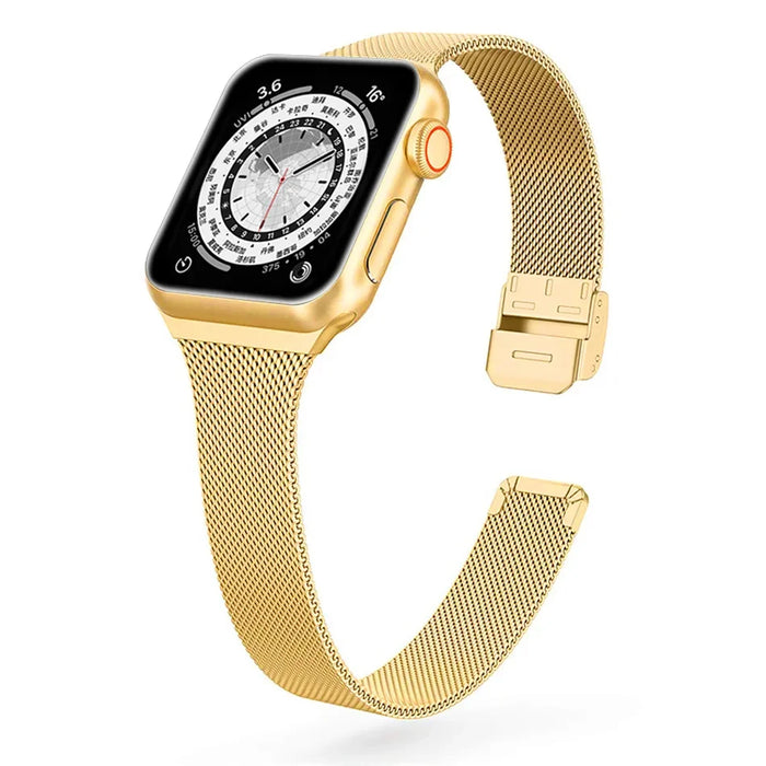 Gold Slim Milanese Strap For Apple Watch Series 8, 7, SE, 6, 5, 4, 3 On Sale