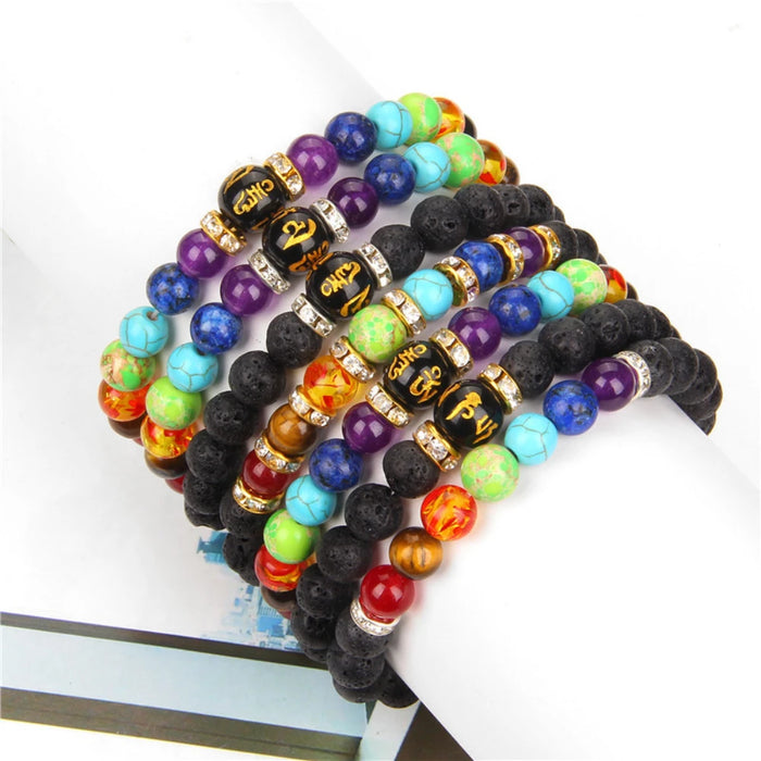 7 Chakras Symbols Reiki Power Of Energy Natural Crystal Stone Yoga Charm Couple Bracelet On Sale