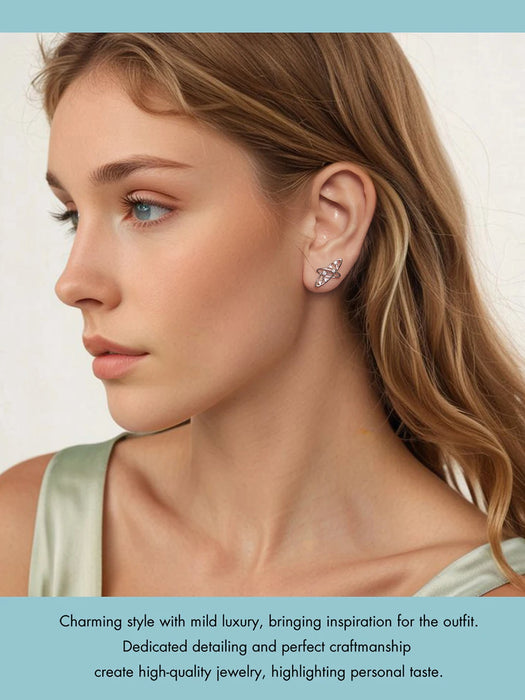 925 Sterling Silver White Gold Plated Planet Milky Way Stud Earrings On Sale