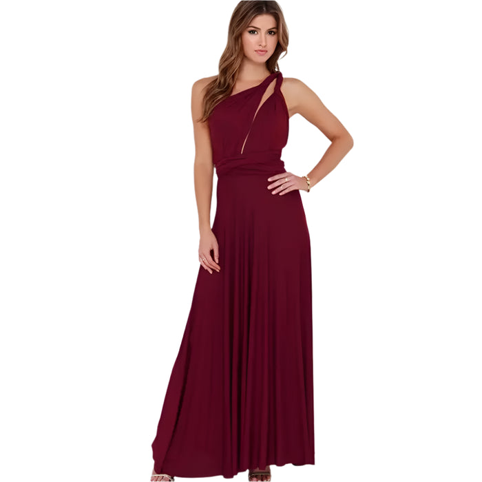 Wine Red Maxi Convertible Long Dress On Sale
