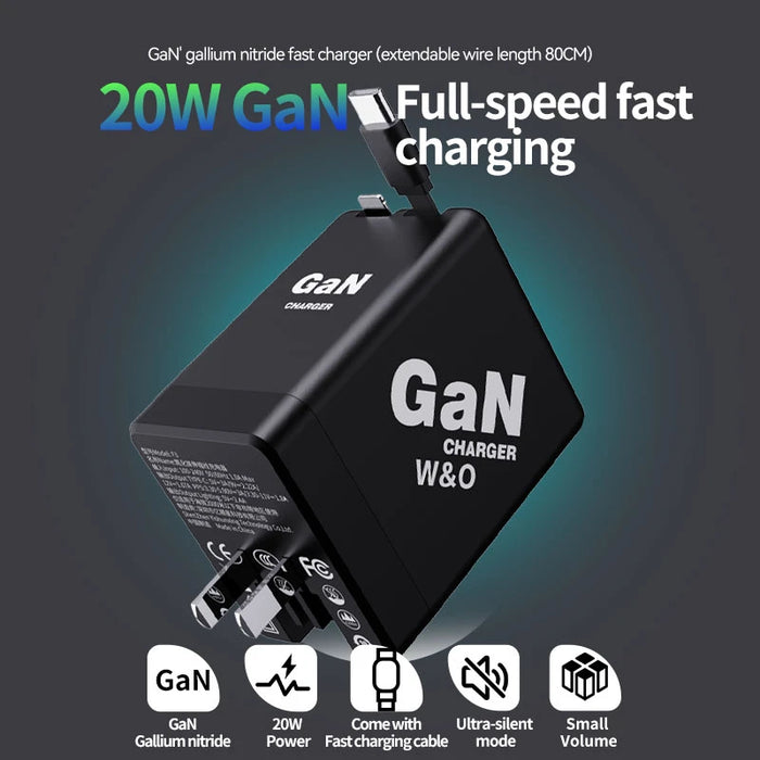 Smart Dual USB & Portable Adapter Fast Charging 120W Retractable Type C Lighting Charger Cable For iPhone, iPad, Samsung On Sale