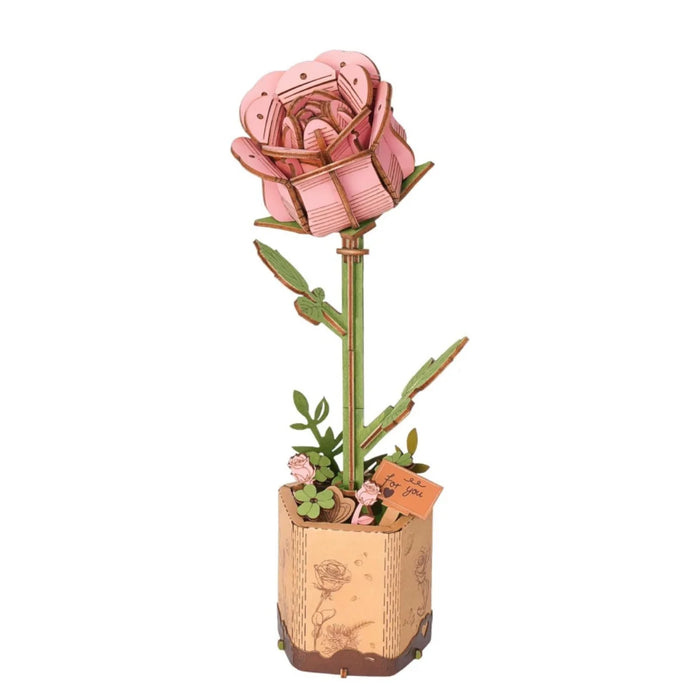 Eternal Flowers Bouquet Collection Pink Rose 3D Wooden Puzzle Model Kits On Sale