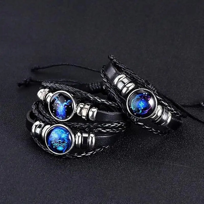 12 Zodiac Signs Leather Wrap Bracelet On Sale