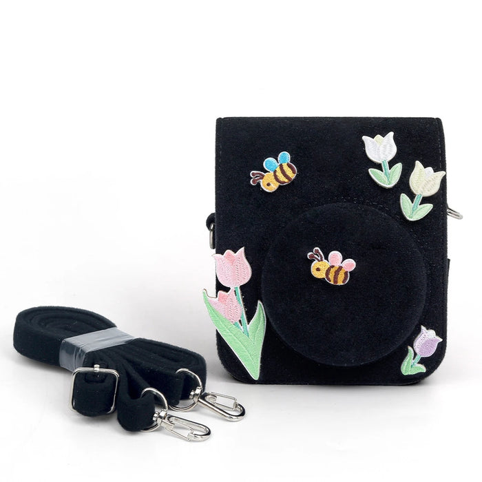 Bees And Flowers Fujifilm Instax Mini 12 3D Texture Camera Case with Shoulder Strap On Sale