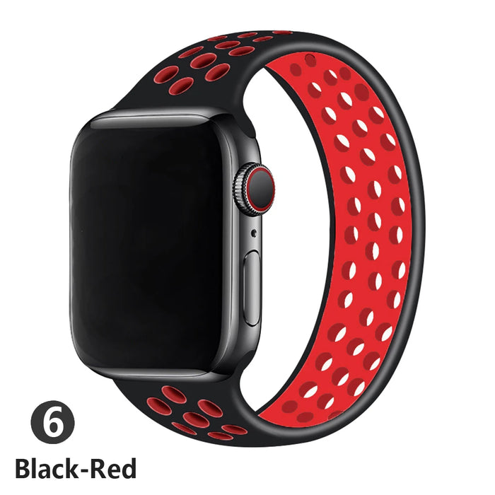 NIKE Style Black Red Sport Solo Band for Apple Watch Strap On Sale
