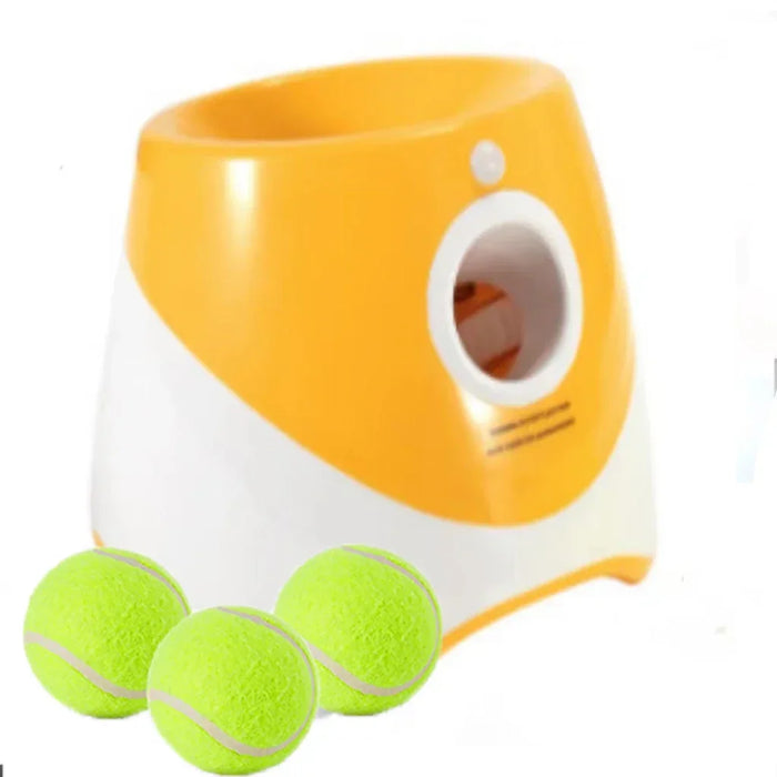 Orange Dog Ball Thrower Toy Automatic Tennis Ball Launcher With 3 Distance Catapult Settings On Sale