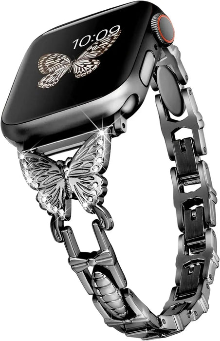 Black Butterfly Women Apple Watch Diamond Adjustable Chain 38mm 40mm 42mm 44mm 45mm 49mm On Sale
