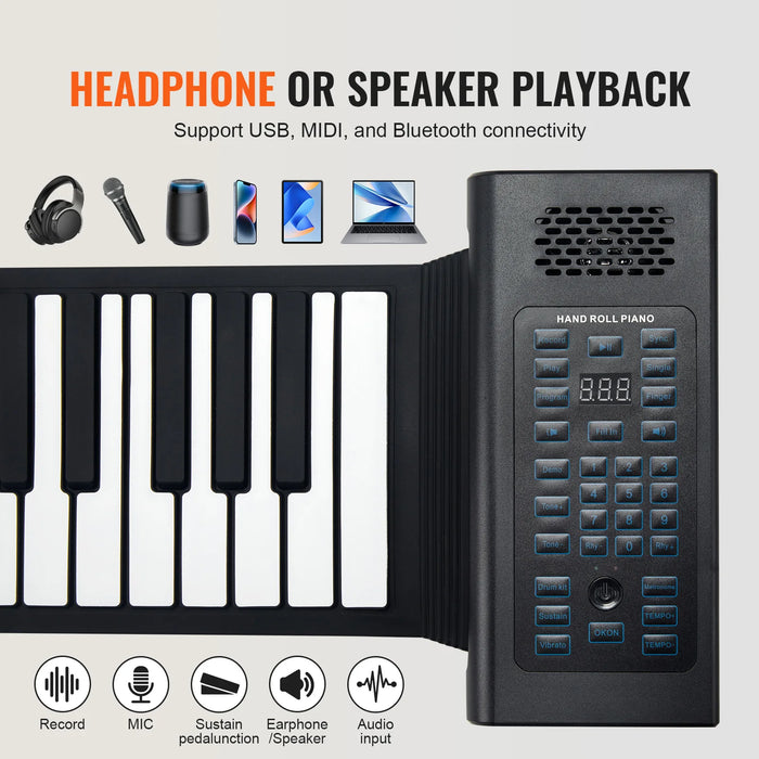 88 Keys Foldable Roll-up Digital Piano With Rechargeable Battery 128 Rhythms And Tones On Sale