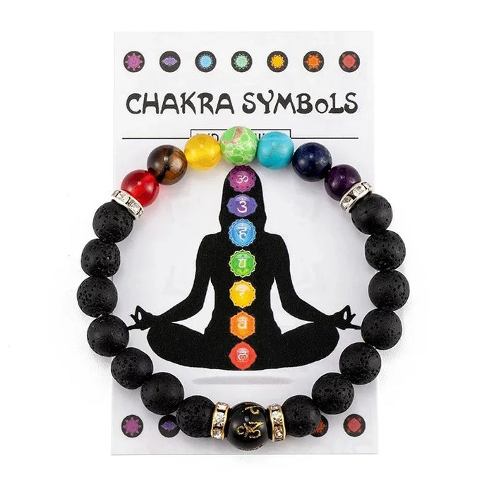 7 Chakras Symbols Reiki Power Of Energy Natural Crystal Stone Yoga Charm Couple Bracelet On Sale