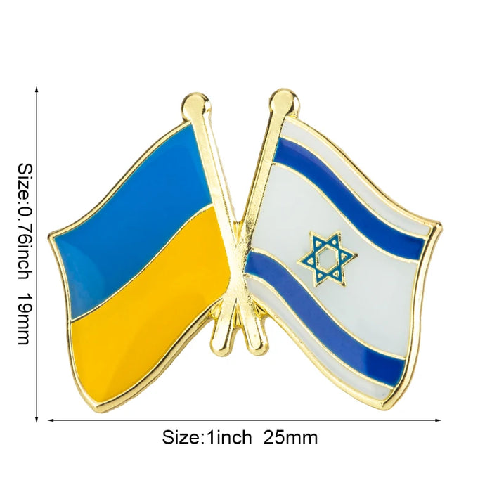 Ukraine Flag & Israel Flag Brooches Lapel Pins On Sale