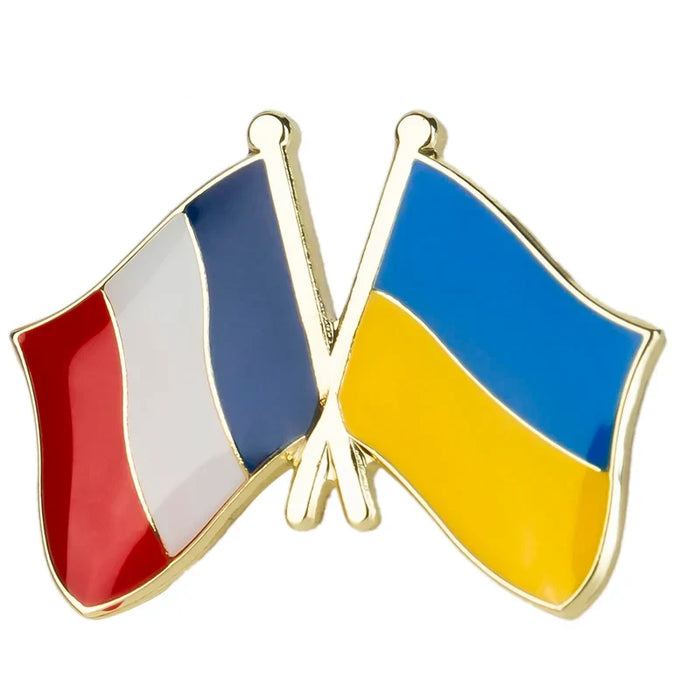 Ukraine Flag & French Flag Brooches Lapel Pins On Sale