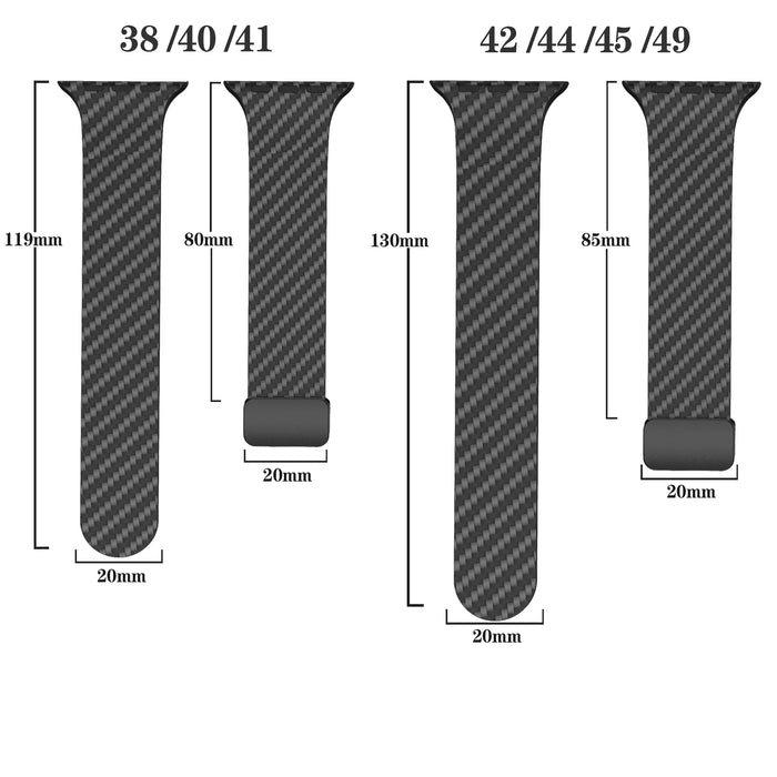 Size Of Carbon Fiber Pattern Silicone Magnetic Loop Apple Watch Band For iWatch Series