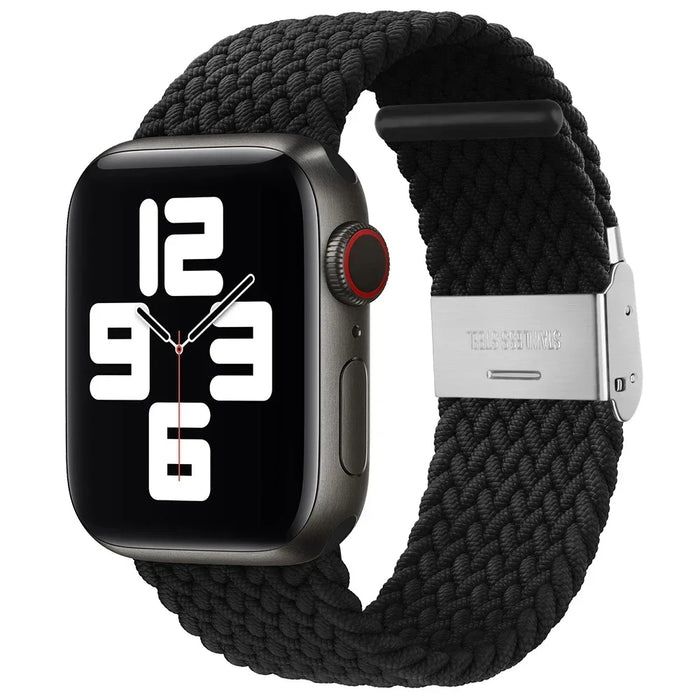Black Stretchable Braided Loop Apple Watch Bracelet For iWatch Series On Sale