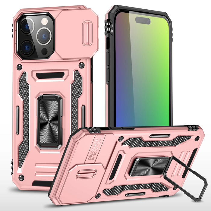 Pink Armor Protection iPhone Case with Kickstand and Camera Cover On Sale