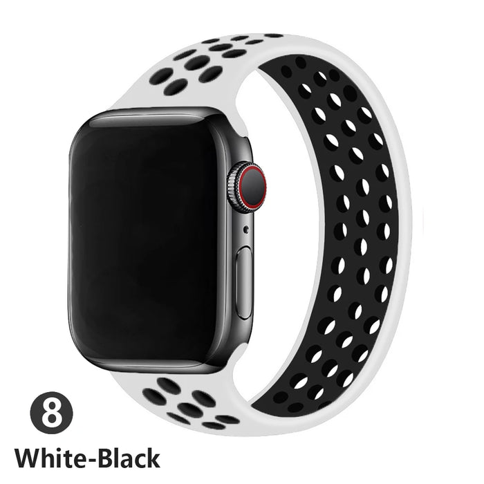 NIKE Style White Black Sport Solo Band for Apple Watch Strap On Sale