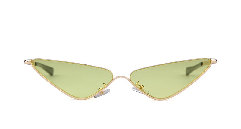 Light Yellow Retro Triangle Shape 90s Vintage Style Half Frame Fashion Sunglasses On Sale