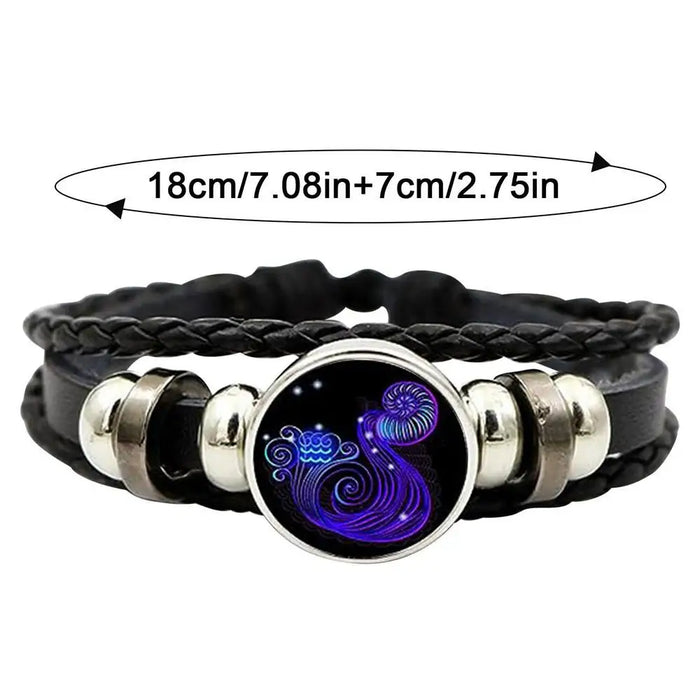 Aquarius Glows Zodiac Leather Bracelet On Sale