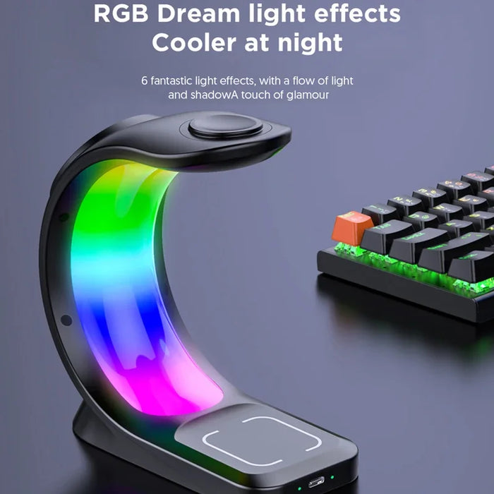3 in 1 Magnetic Wireless Fast Charging Dock Station With RGB Night Light for iPhones, Apple Watches, and AirPods On Sale