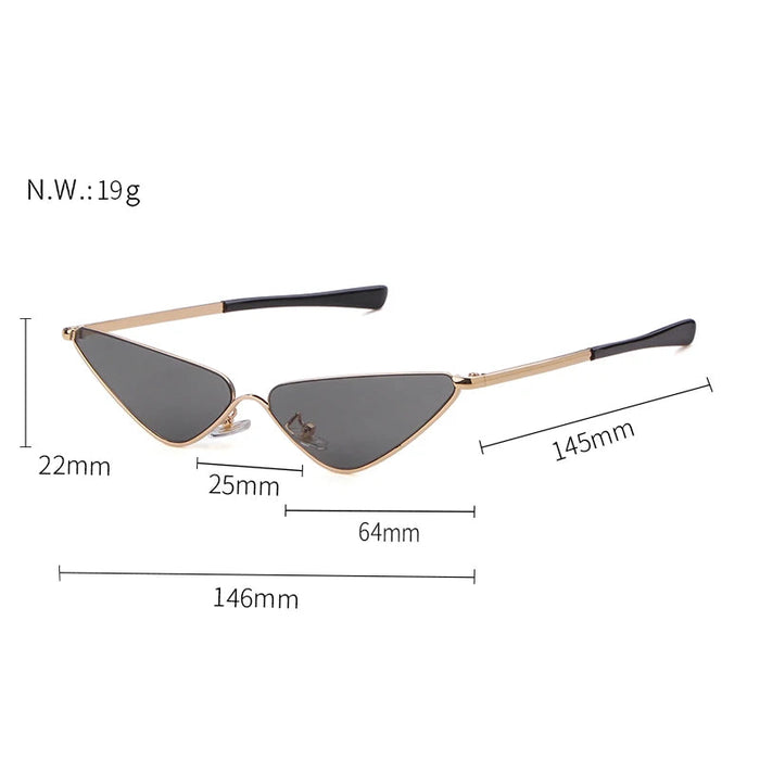 Size Of Retro Triangle Shape 90s Vintage Style Half Frame Fashion Sunglasses