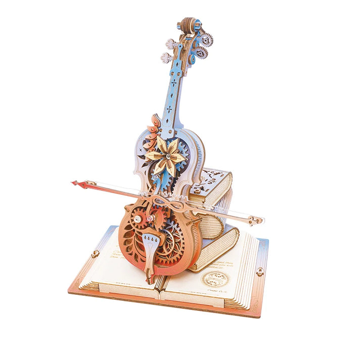 Magical self-playing Cello Mechanical Music Box 3D Wooden Puzzle Kit On Sale