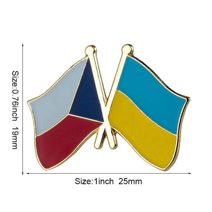 Ukraine Flag & Czech Republic Flag Brooches Lapel Pins On Sale