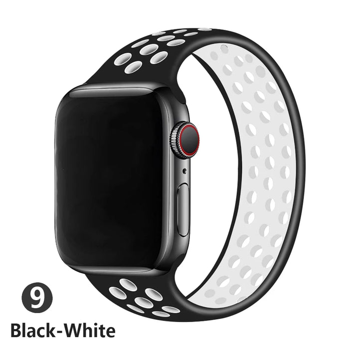 NIKE Style Black White Sport Solo Band for Apple Watch Strap On Sale