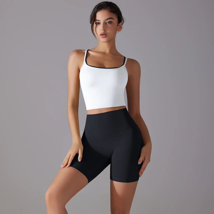 2 Piece Set Women Speed Dry Fitness Yoga Activewear Sports Gym Outfit (Black White) On Sale