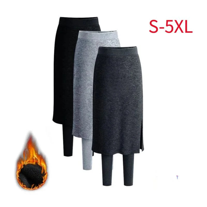 Soft Stretchy One Piece Fleece Or No Fleece Midi Skirt Plants Leggings On Sale